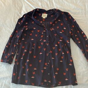 V neck printed blouse